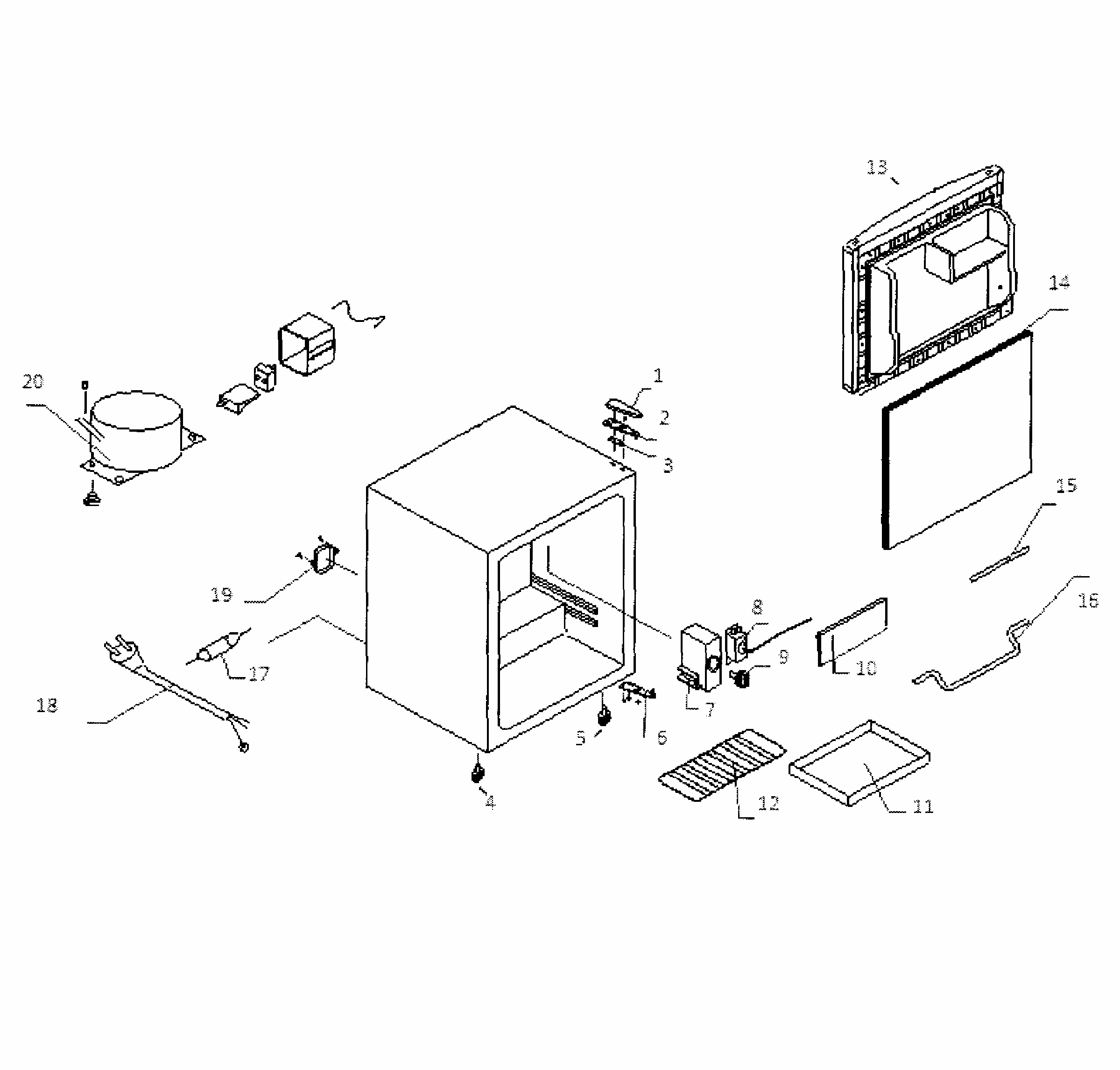 Cabinet Parts Diagram and Parts List for 25591882110  Kenmore Refrigerator