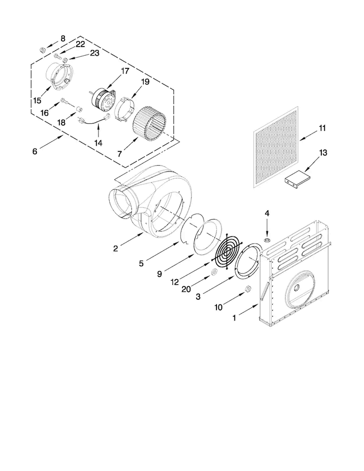 Blower Unit Parts Diagram and Parts List for CVEX4270B19  Jenn-Air Cooktop