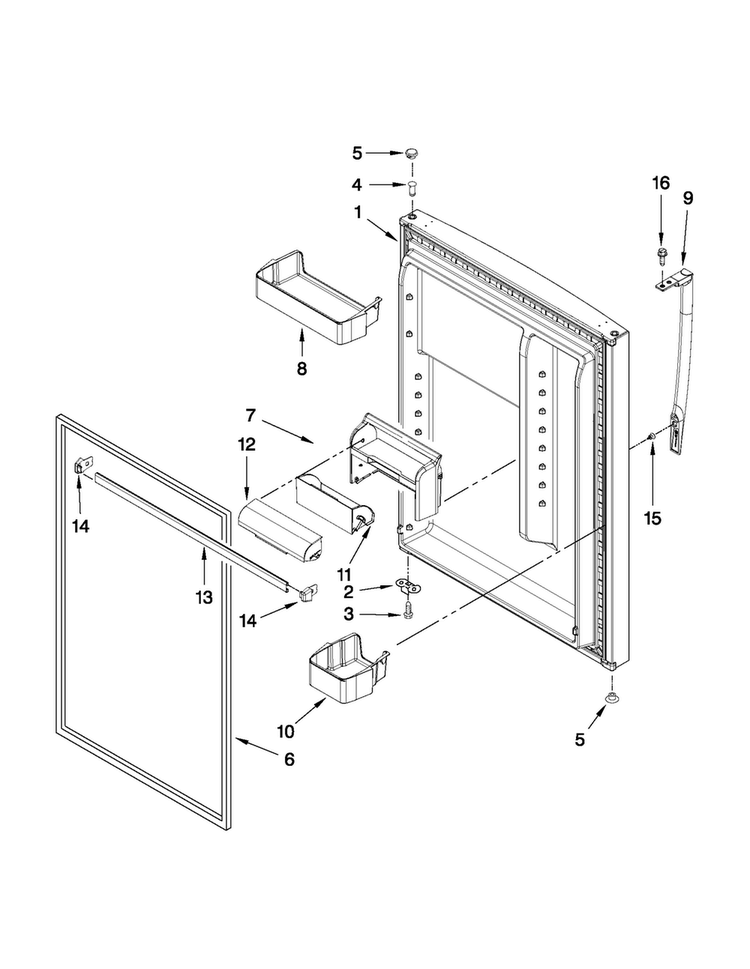 Refrigerator Door Parts Diagram and Parts List for M9BXXGMYM00  Maytag Refrigerator