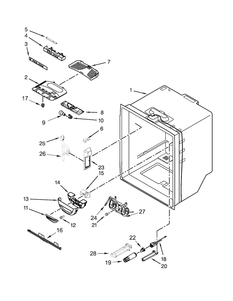 Refrigerator Liner Parts Diagram and Parts List for JFC2290REY00  Jenn-Air Refrigerator
