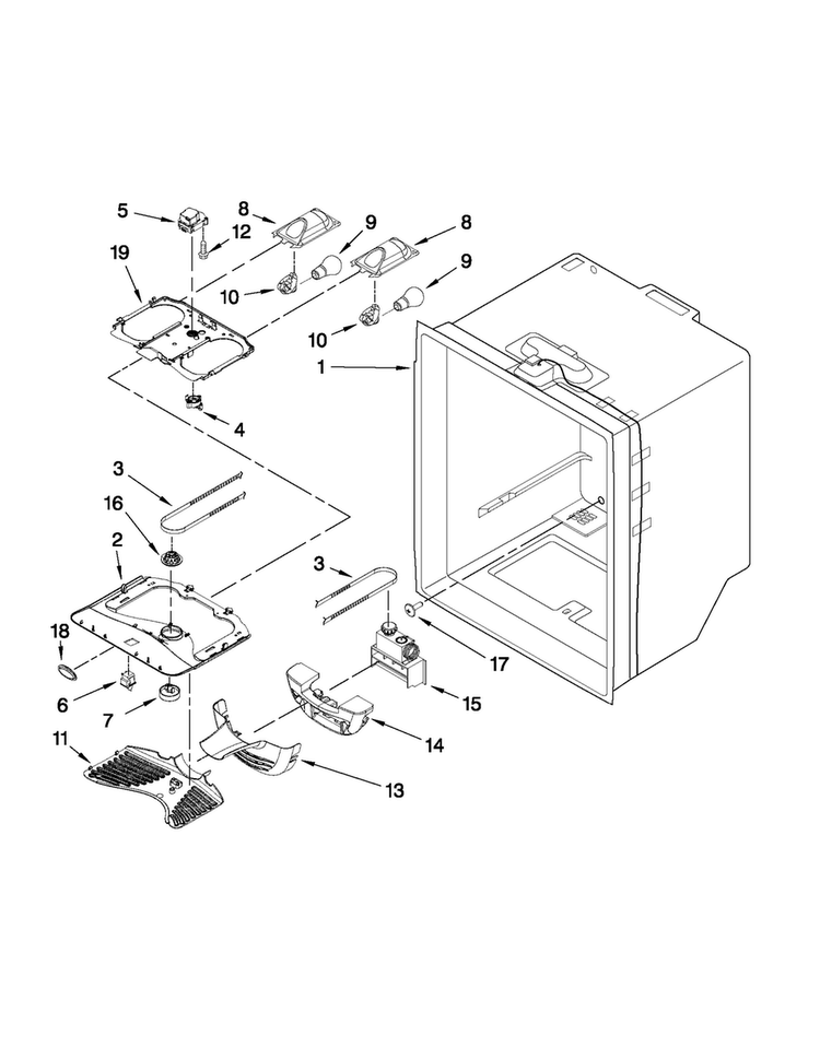 Refrigerator Liner Parts Diagram and Parts List for ABB2221FEB3  Amana Refrigerator