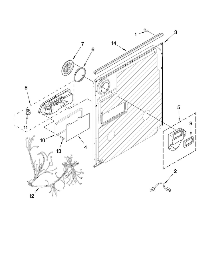 Inner Door Parts Diagram and Parts List for MDBH949AWQ3  Maytag Dishwasher