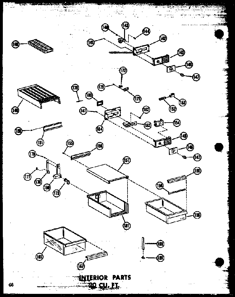 Interior Parts 20 Cu. Ft. Diagram and Parts List for T16N-P60236-48W  Amana Refrigerator