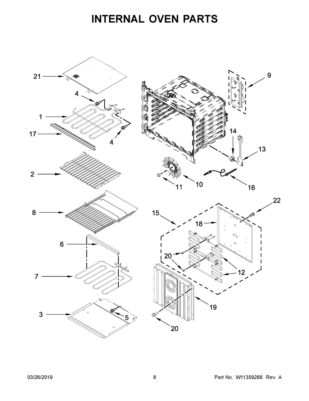 Internal Oven Parts Diagram and Parts List for JMW3430IM01  Maytag Microwave Oven Combo