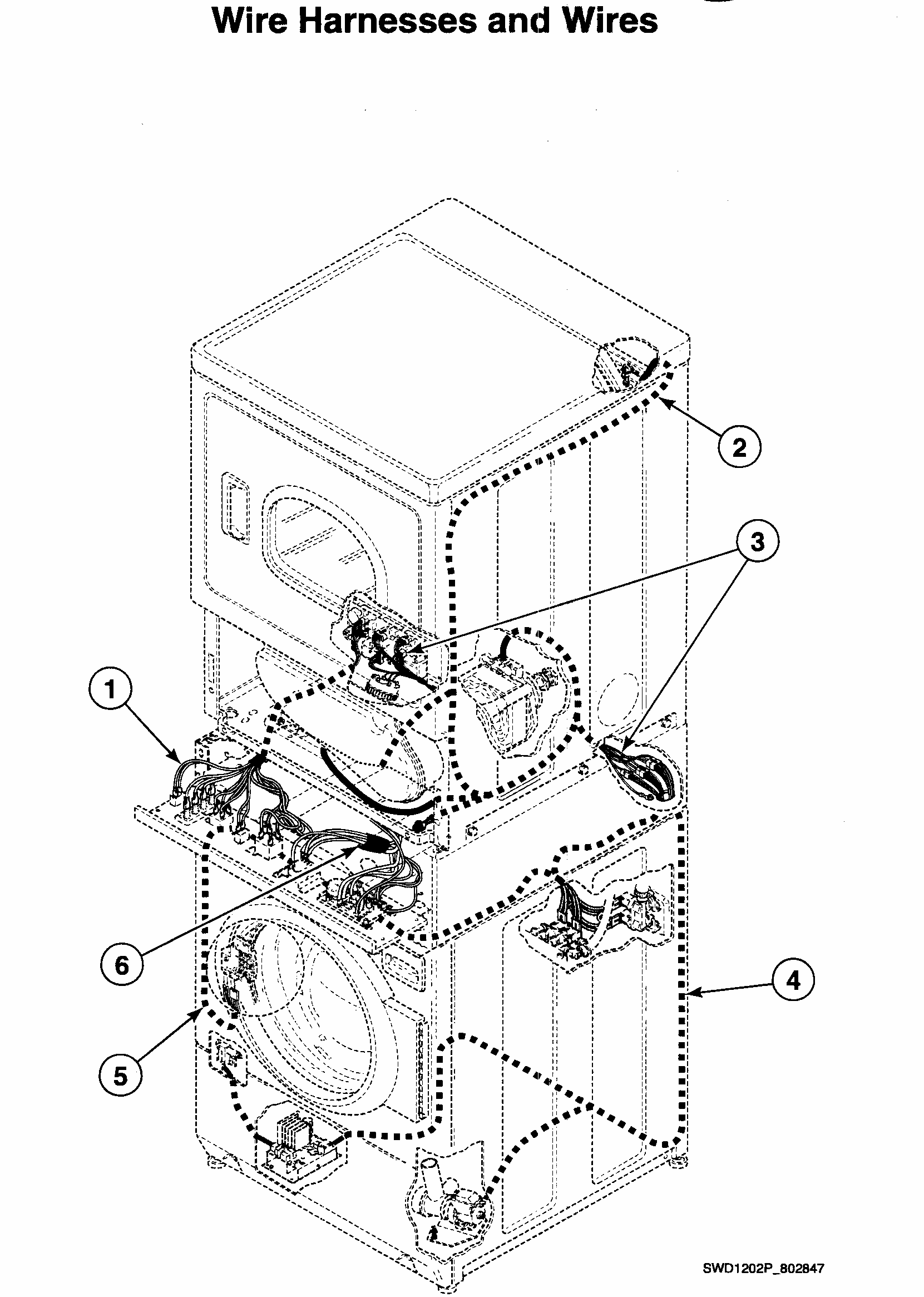 Wire Harness Diagram and Parts List for LTZA9AWN0902  Speed Queen Washer Dryer Combo