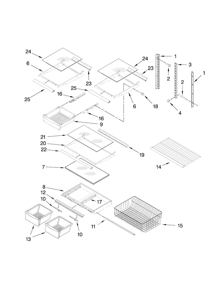Shelf Parts Diagram and Parts List for ABB2221FEB2  Amana Refrigerator