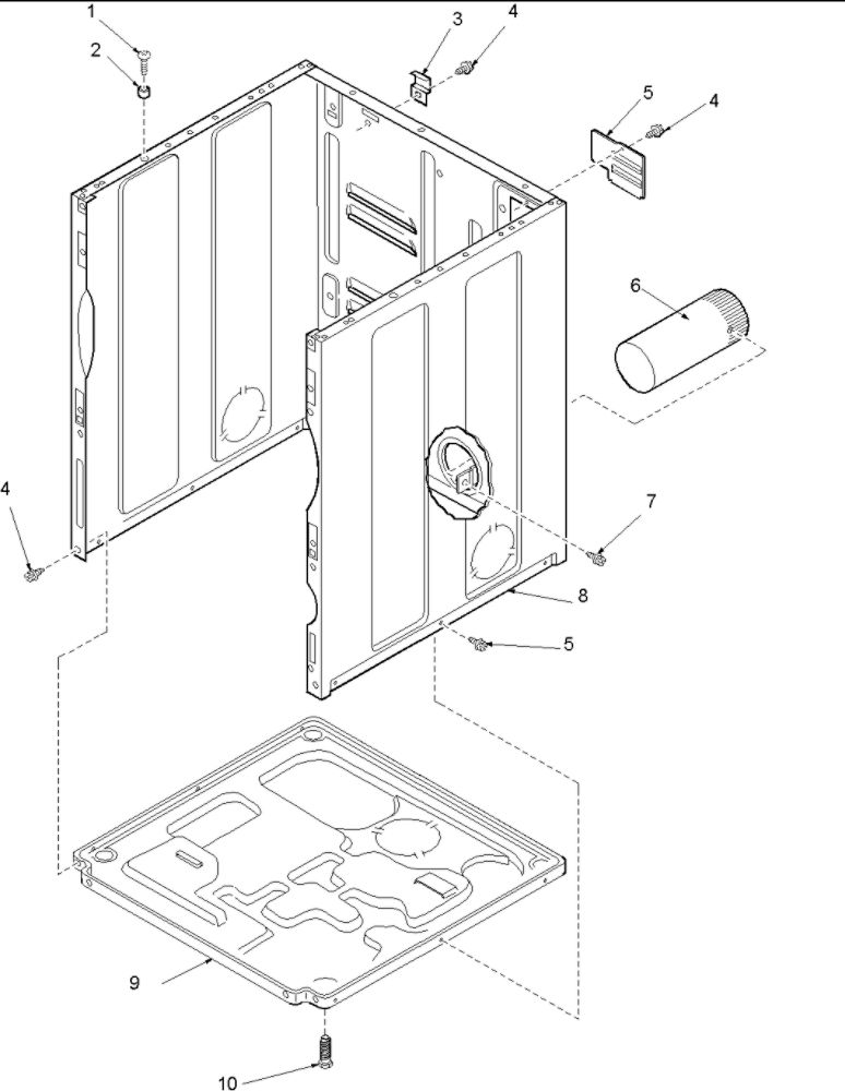 Cabinet And Base Diagram and Parts List for ALG643RAW-PALG643*  Amana Dryer