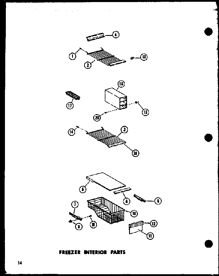 Freezer Interior Parts Diagram and Parts List for SRI-22E-A-P74870-11WA  Amana Refrigerator