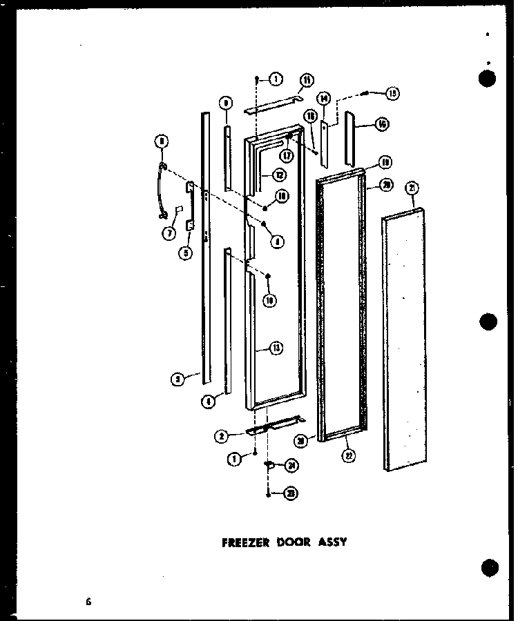 Freezer Door Assy Diagram and Parts List for SD19W-C-P60340-23WC  Amana Refrigerator