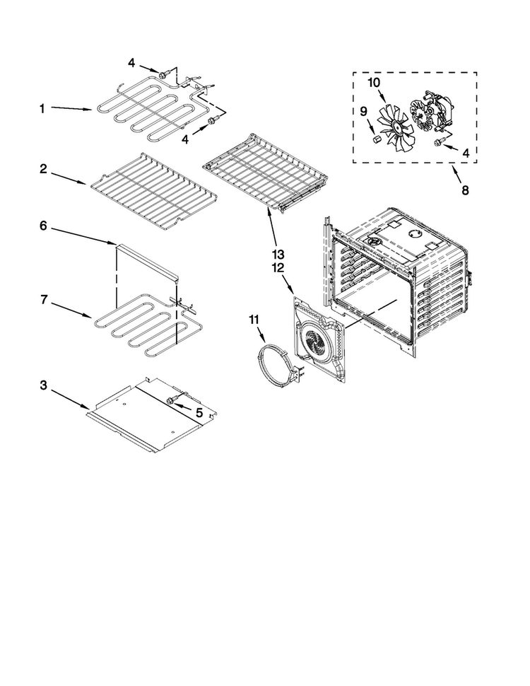 Internal Oven Parts Diagram and Parts List for MMW9730AB00  Maytag Microwave