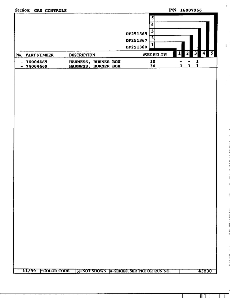 Door/drawer Diagram and Parts List for DF251360  Magic Chef Range