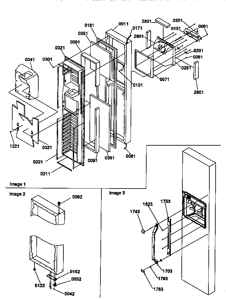 Freezer Door Diagram and Parts List for SMD21TBW-P1193911WW  Amana Refrigerator
