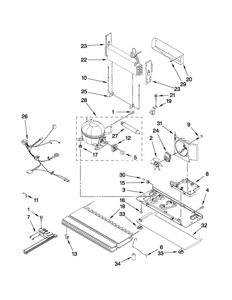 Unit Parts Diagram and Parts List for AFD2535DEW7  Amana Refrigerator