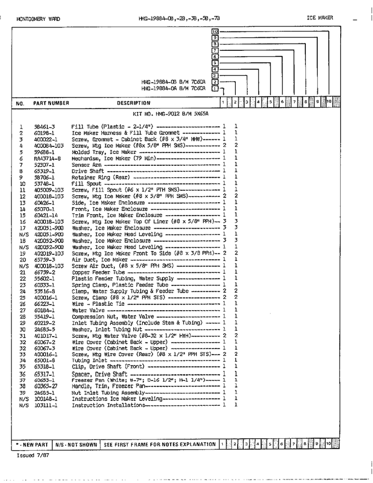 Ice Maker Assembly Page 2 Diagram and Parts List for 19884B  Admiral Refrigerator