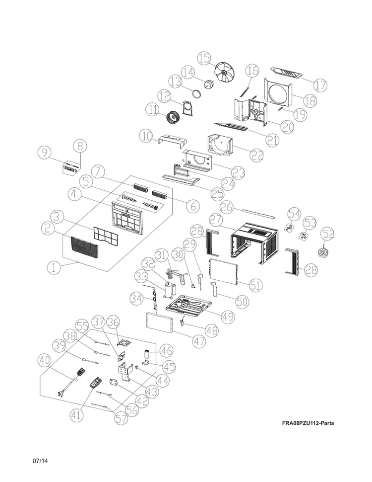 Recommended Spare Parts Diagram and Parts List for CAHE8ERR410A16  Crosley Air Conditioner