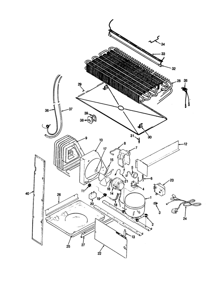 Unit Compartment & System Diagram and Parts List for RB17KA-0AL-BG24A  Magic Chef Refrigerator