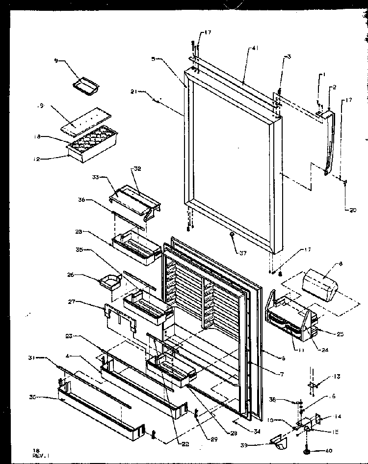 Fresh Food Door Diagram and Parts List for TS18RBW-P1158407WW  Amana Refrigerator
