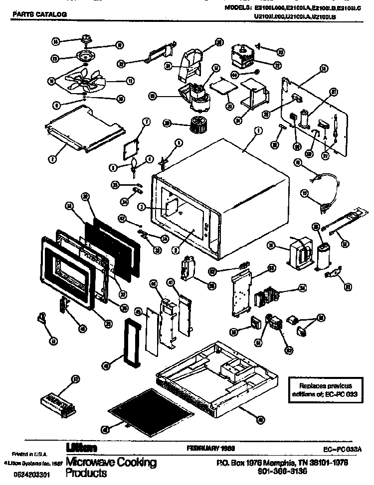 Replacement Parts Diagram and Parts List for E2100I000  Amana Microwave
