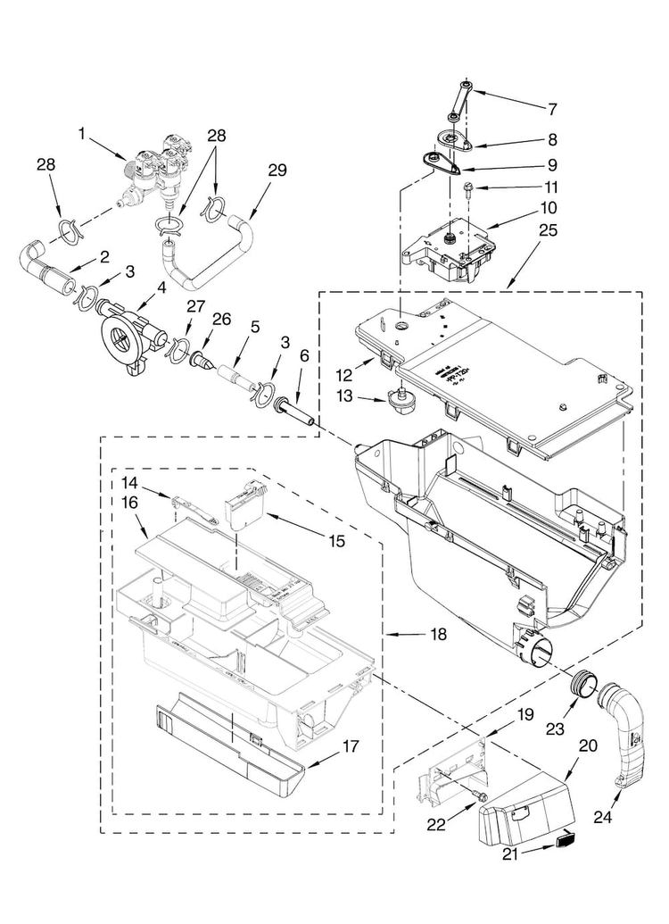 Dispenser Parts Diagram and Parts List for MHWE500VW10  Maytag Washer