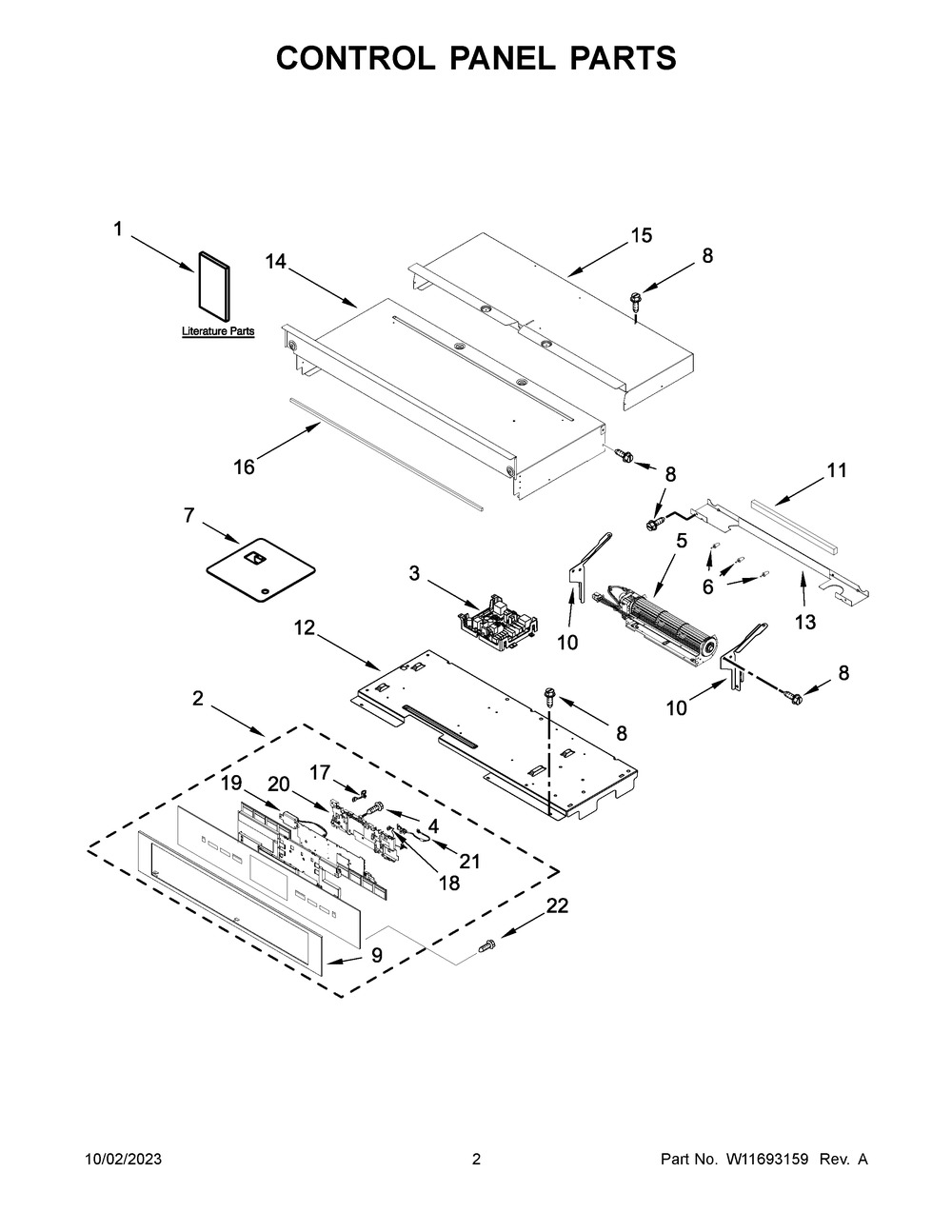 Control Panel Parts Diagram and Parts List for JJW2830LL01  Jenn-Air Wall Oven