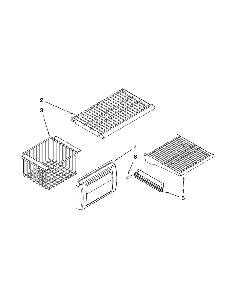 Freezer Shelf Parts Diagram and Parts List for JS42PPDUDB16  Jenn-Air Refrigerator