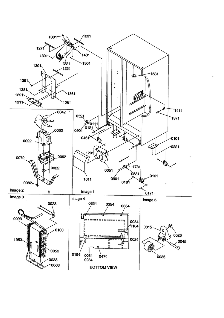 Drain Systems, Rollers/evaporator Diagram and Parts List for SBD21VE-P1315502WE  Amana Refrigerator