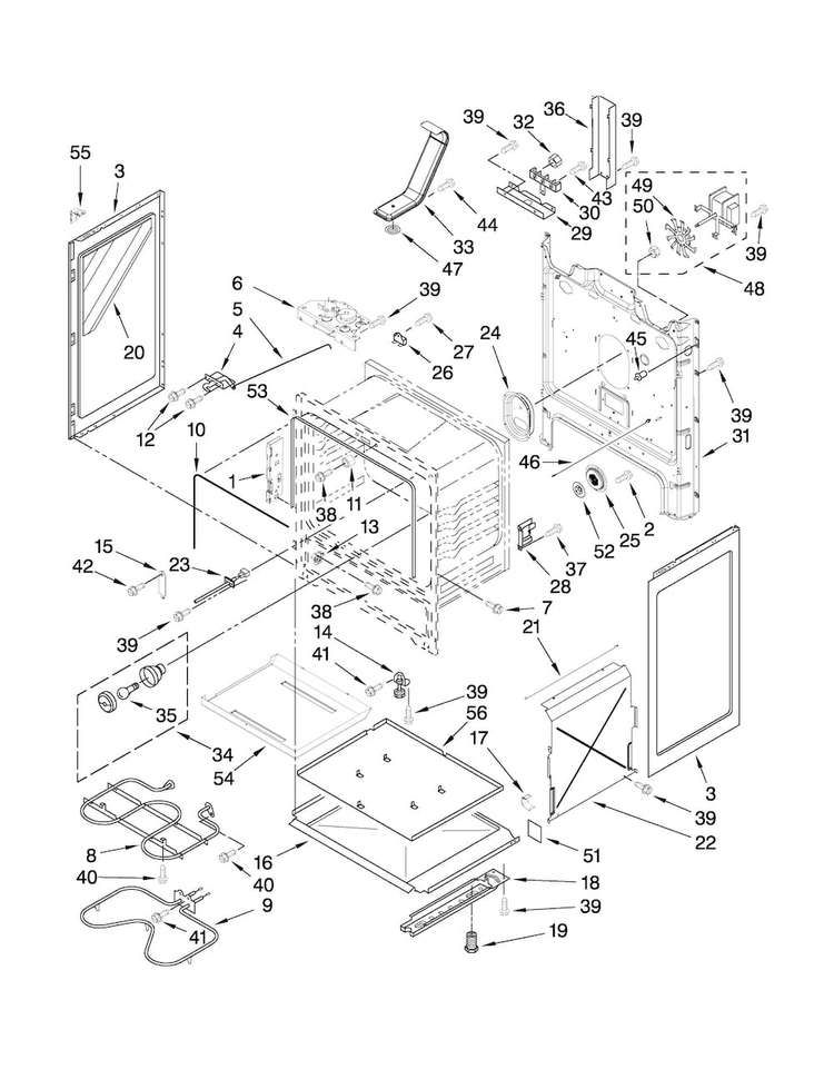 Chassis Parts Diagram and Parts List for MER7765WS1  Maytag Range