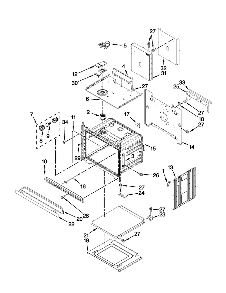 Upper Oven Parts Diagram and Parts List for MEW7630AB00  Maytag Wall Oven