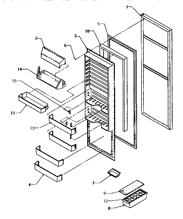 Refrigerator Door Diagram and Parts List for SX22SE-P1190201WE  Amana Refrigerator