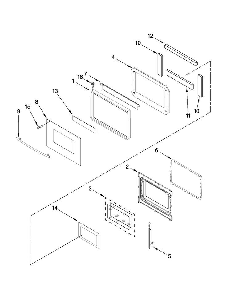 Lower Oven Door Parts Diagram and Parts List for MEW5627DDS11  Maytag Wall Oven