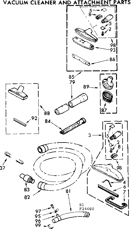 Attachment Parts Diagram and Parts List for 11624600  Kenmore Canister Vacuum