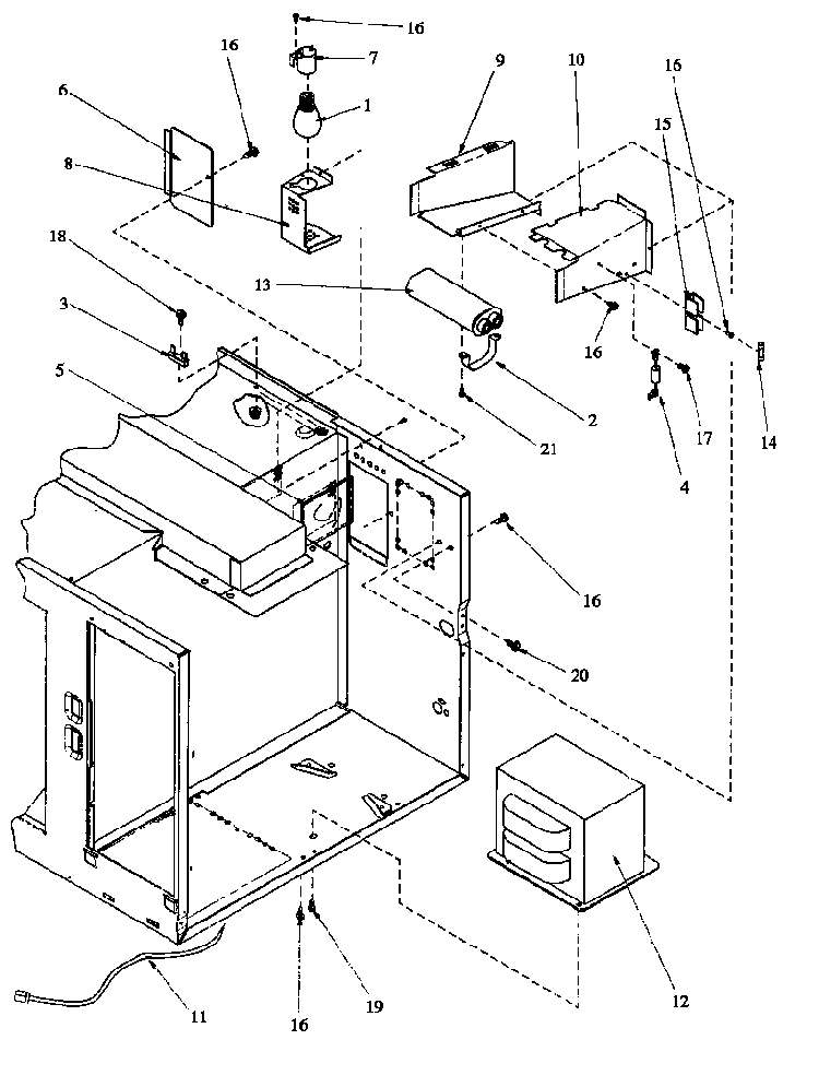 Electrical Parts & Components Diagram and Parts List for AOR27DE-P1132341NE  Amana Microwave