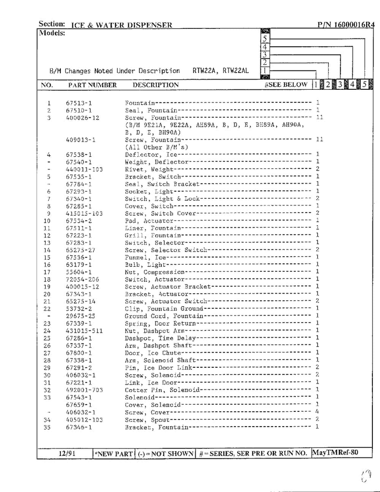 Ice And Water Dispenser Page 2 Diagram and Parts List for 22752  Maytag Refrigerator