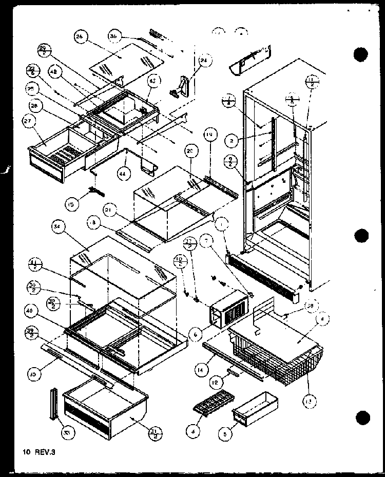 Cabinet Interior Diagram and Parts List for BX20QL-P1125510WL  Amana Refrigerator
