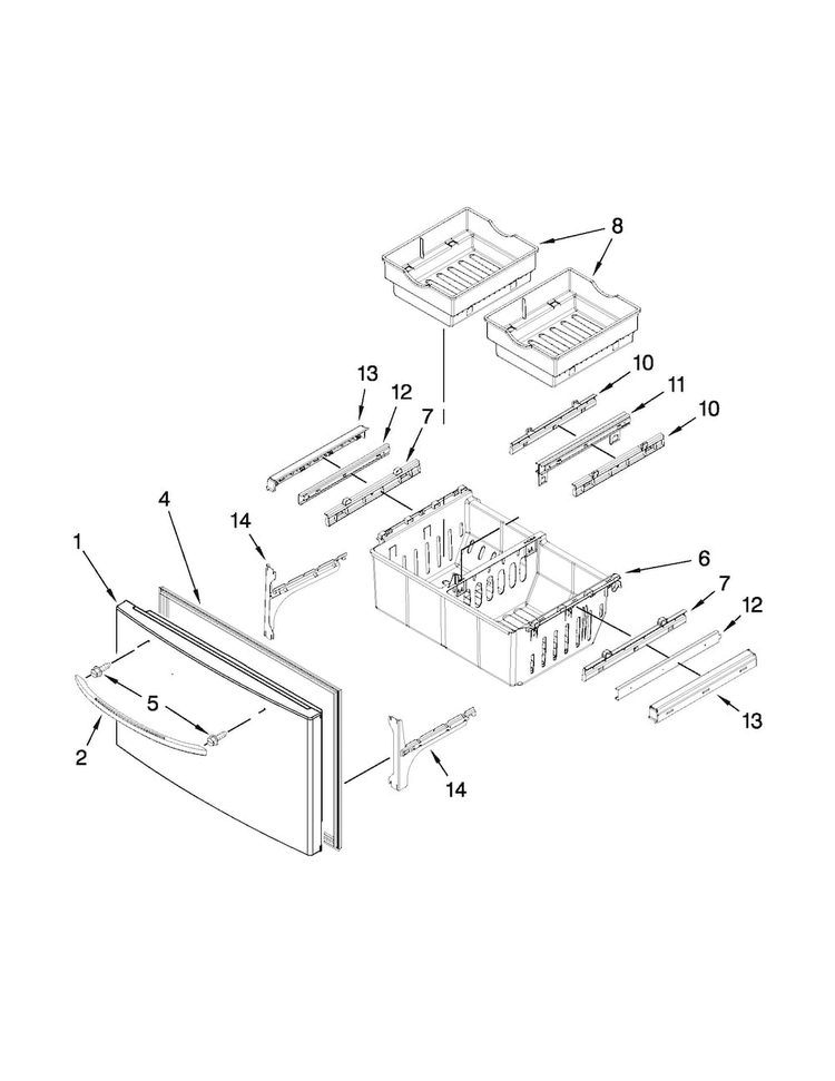 Freezer Door Parts Diagram and Parts List for MFI2269VEQ7  Maytag Refrigerator