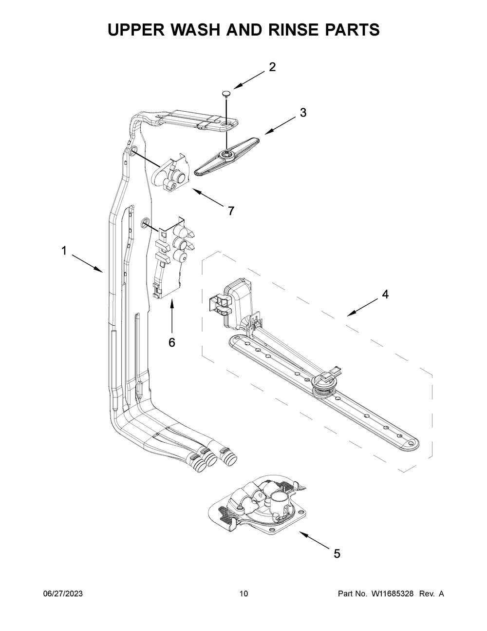 Upper Wash And Rinse Parts Diagram and Parts List for MDB9959SKZ2  Maytag Dishwasher