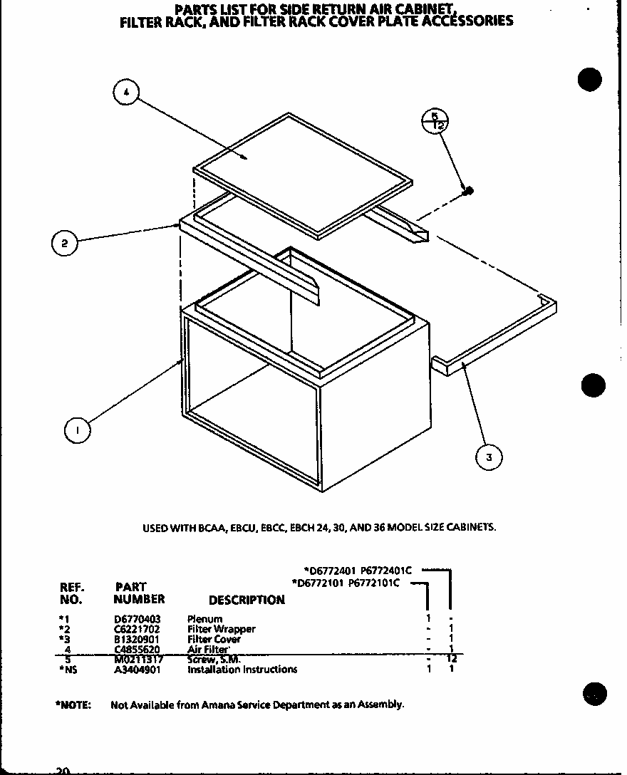 Section 6 Diagram and Parts List for BCAA30T002A P1102006C Amana Air Conditioner