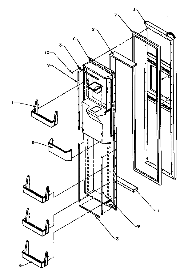 Freezer Door Diagram and Parts List for SQD25N2W-P1181317WW  Amana Refrigerator
