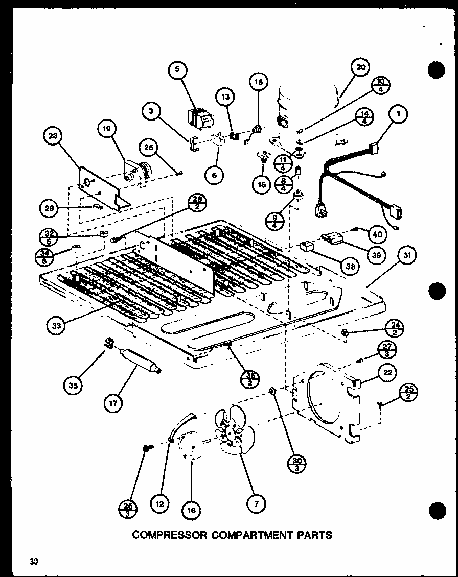 Compressor Compartment Parts (tmi20sph/p7711030w) (trg20sph/p7711038w) (trg20sph/p7711039w) (tmi20h/p7711031w) Diagram and Parts List for TMI20SPH-P7711031W  Amana Refrigerator