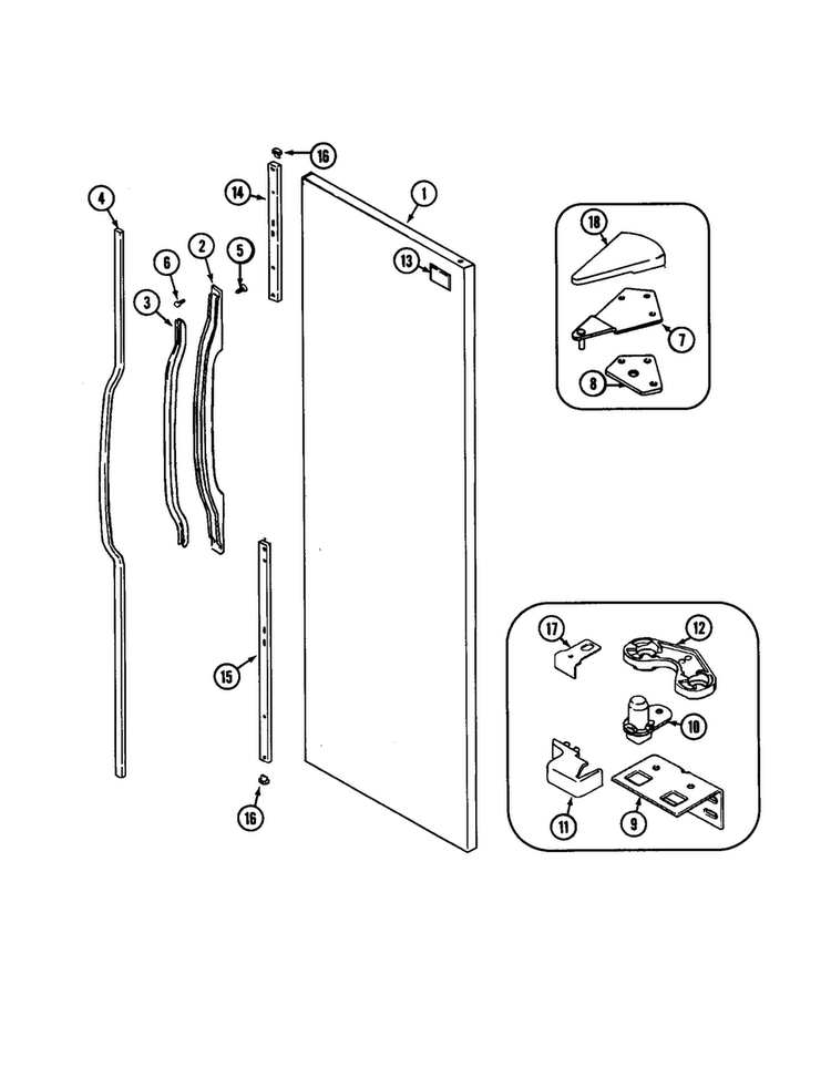 Fresh Food Outer Door Diagram and Parts List for JSD2574ARA  Jenn-Air Refrigerator