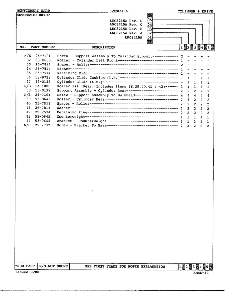Gas Dryer Cylinder And Drive Page 3 Diagram and Parts List for 8215A REV A Norge Dryer