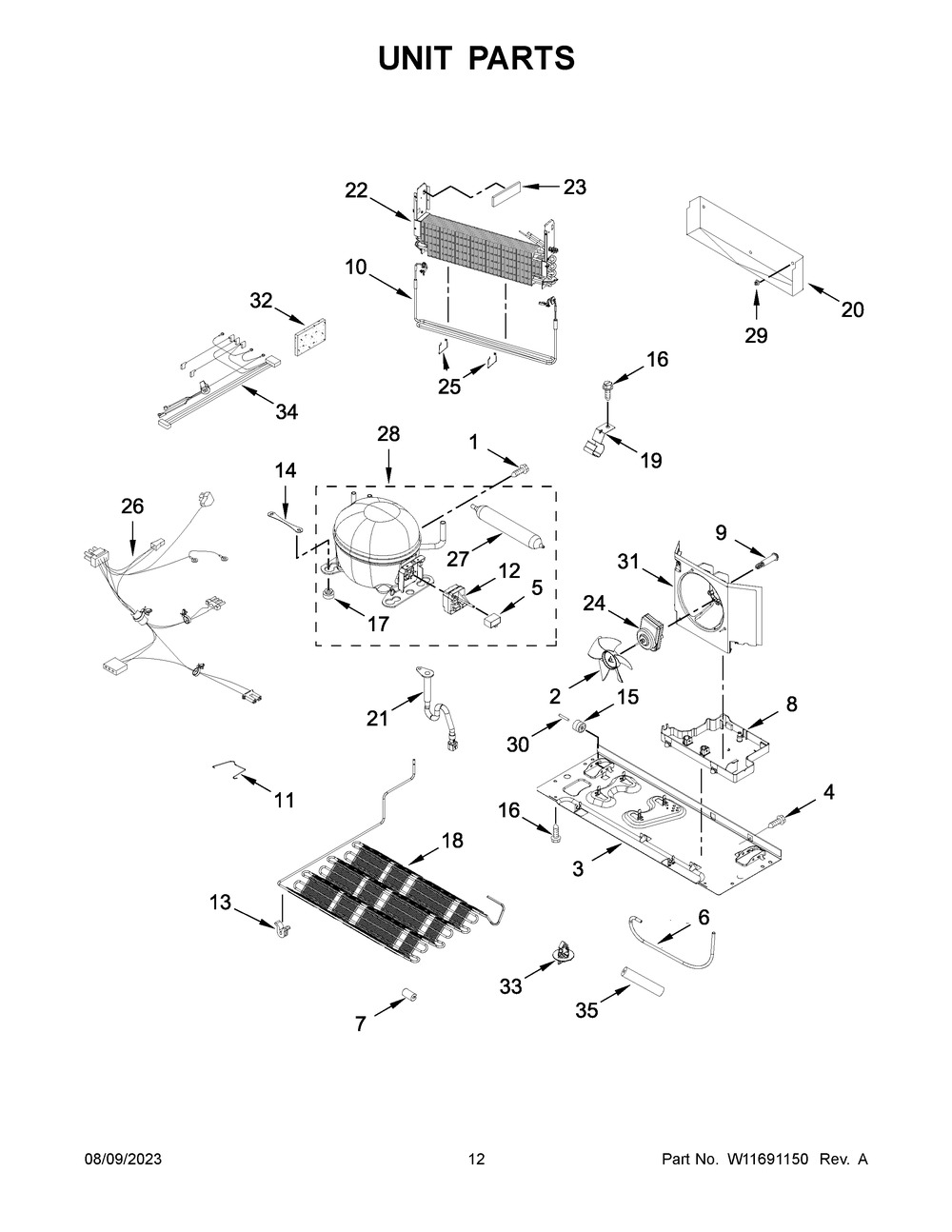 Unit Parts Diagram and Parts List for MFI2570FEB09  Maytag Refrigerator