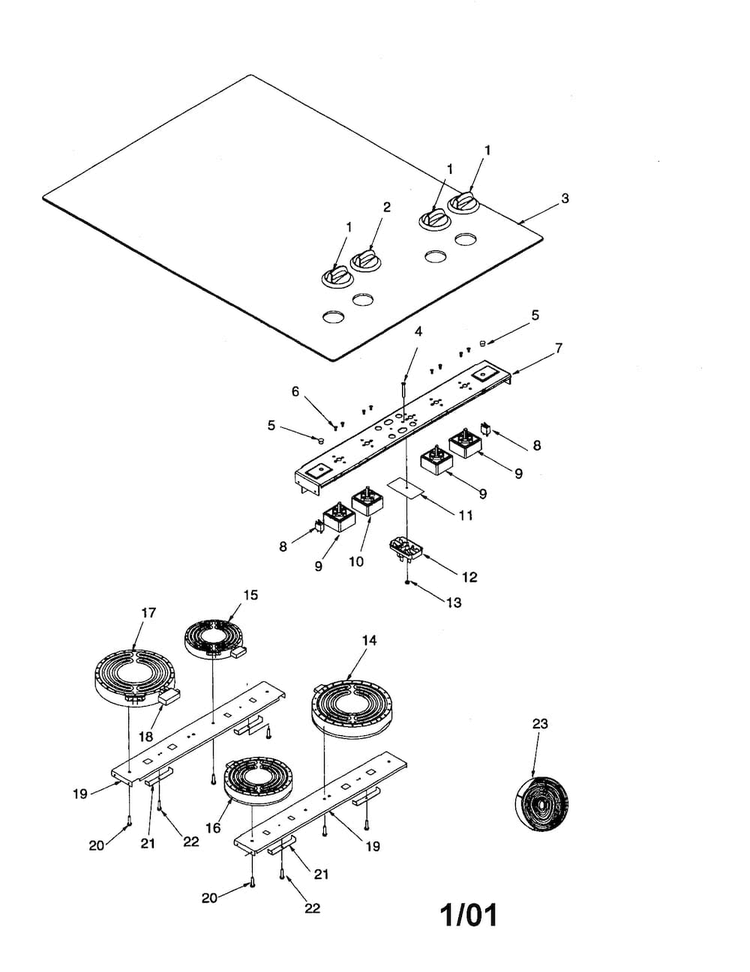 Cooktop Assembly Diagram and Parts List for AKT3020E-P1143715NE  Amana Cooktop