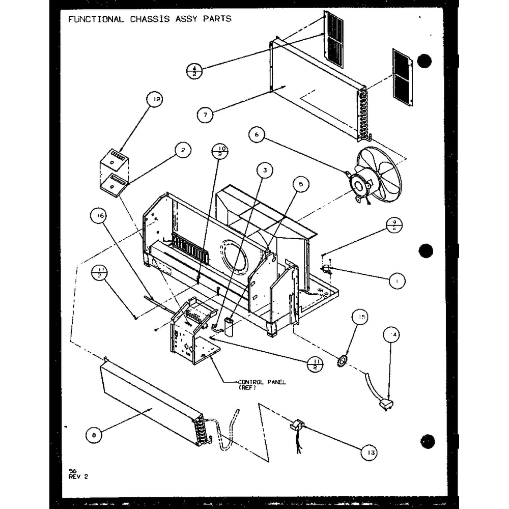 Functional Chassis Assy Parts 3 Diagram and Parts List for PTC12400EC P9872415R Amana Air Conditioner
