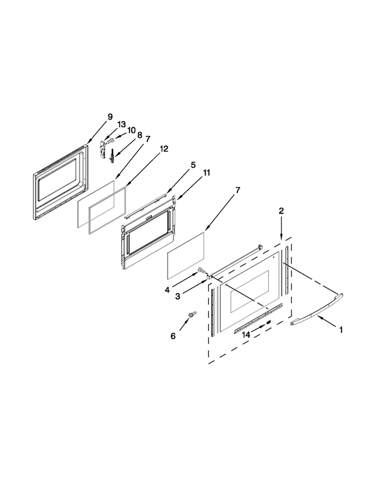 Lower Door Parts Diagram and Parts List for MGT8655XW03  Maytag Range