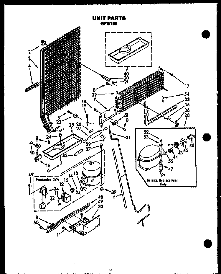 Unit Parts Diagram and Parts List for GFS185 MN03 Caloric Refrigerator