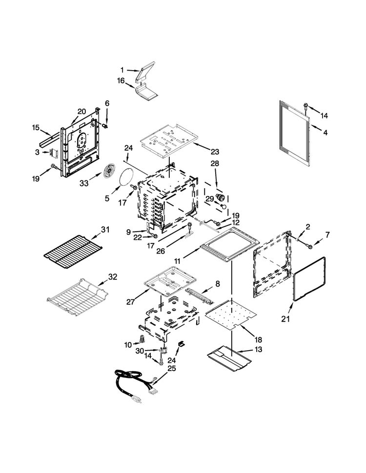 Chassis Parts Diagram and Parts List for MGR8850DS1  Maytag Range