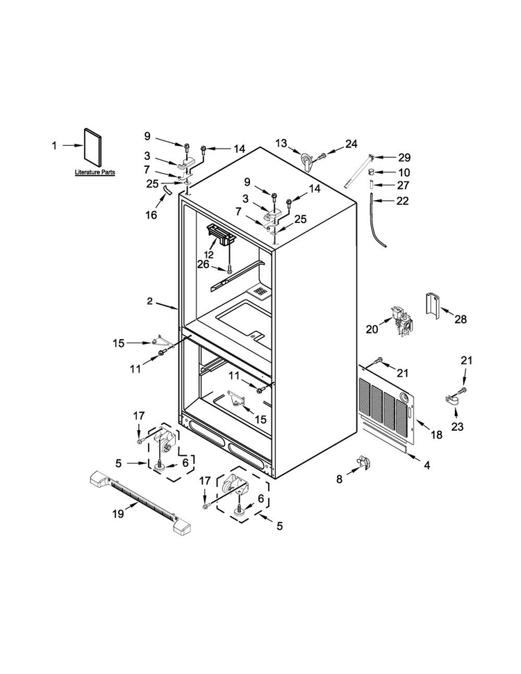 Cabinet Parts Diagram and Parts List for MFF2558FEH00  Maytag Refrigerator