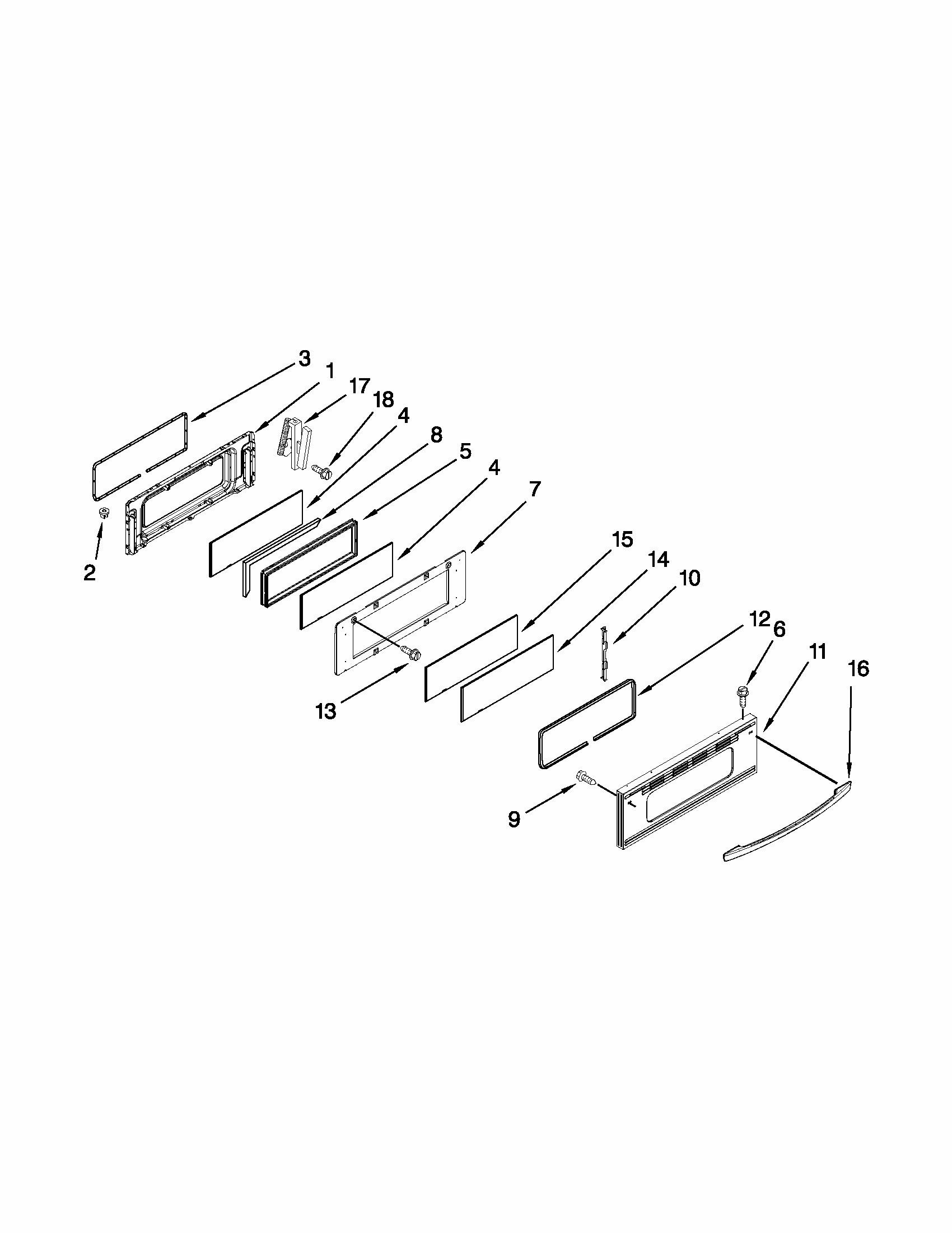 Upper Door Parts Diagram and Parts List for MER6741BAS17  Maytag Range