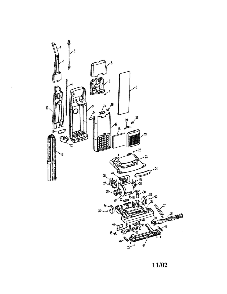 Upper Housing/hood Diagram and Parts List for U5243-960  Hoover Upright Vacuum